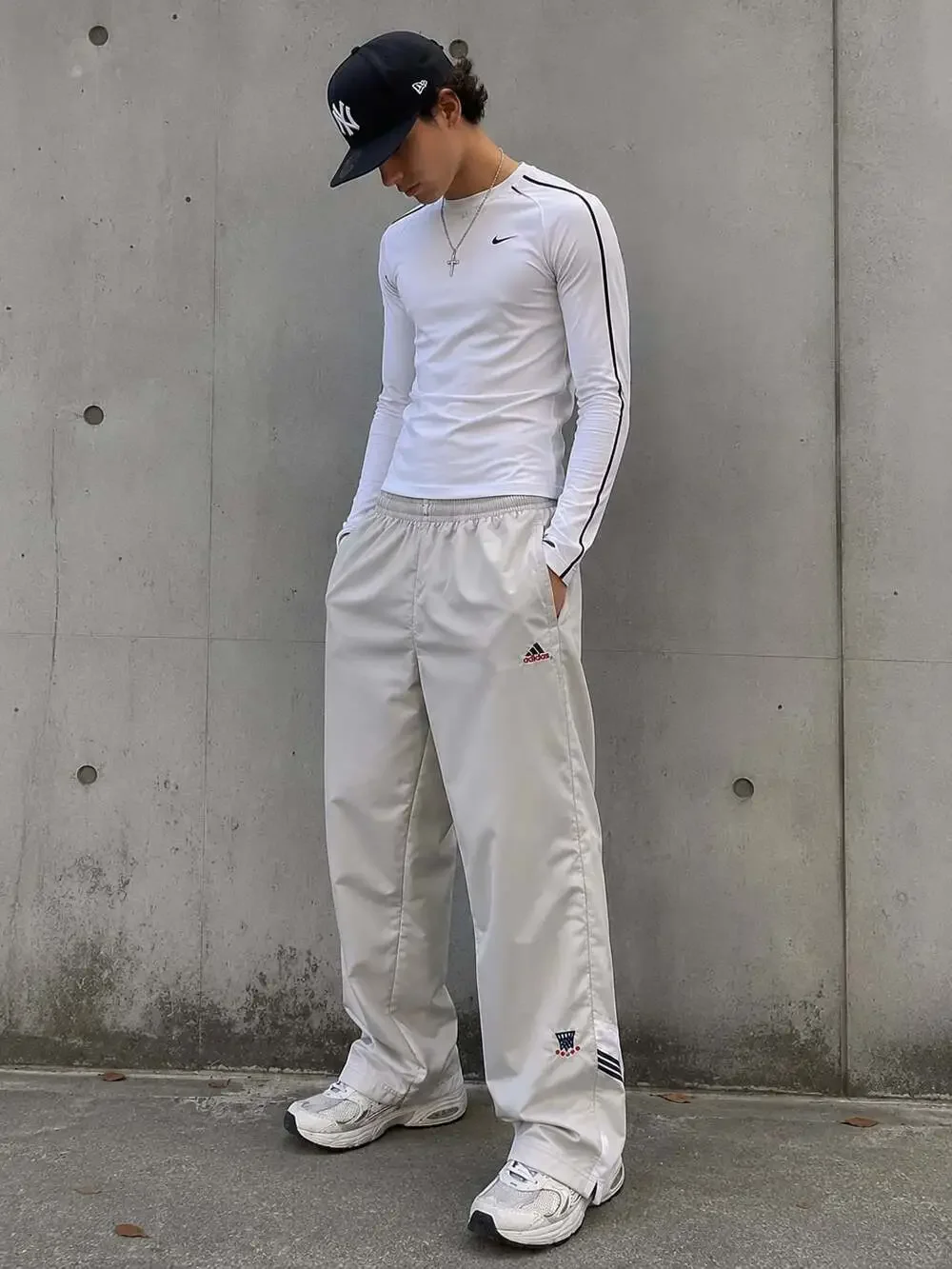 Adidas Basketball Crown Snap Away Track Pants L Y2K Blokecore Gray